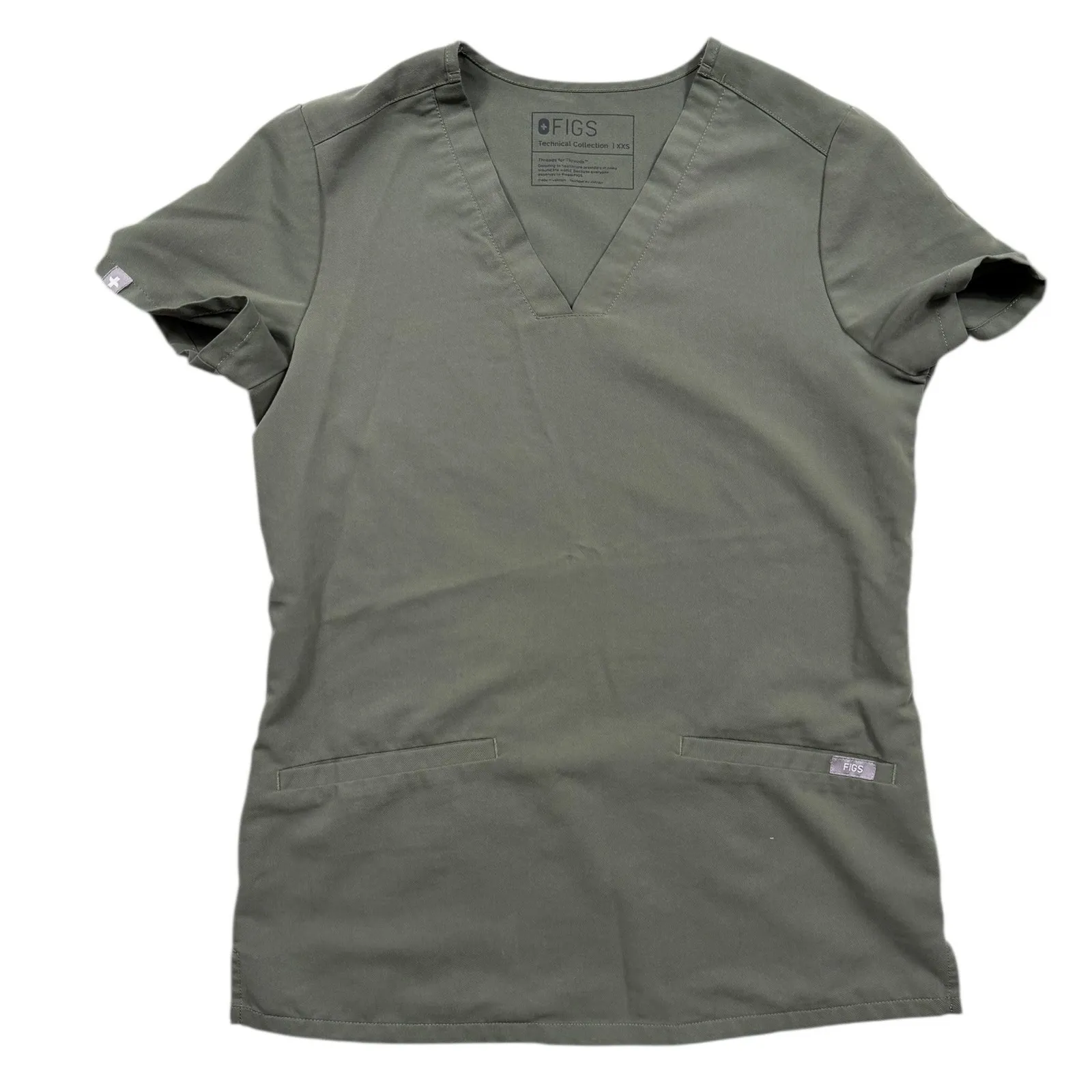 FIGS Casma Three Pocket Scrub Top XXS Caribbean Moss Green Technical - Image 2