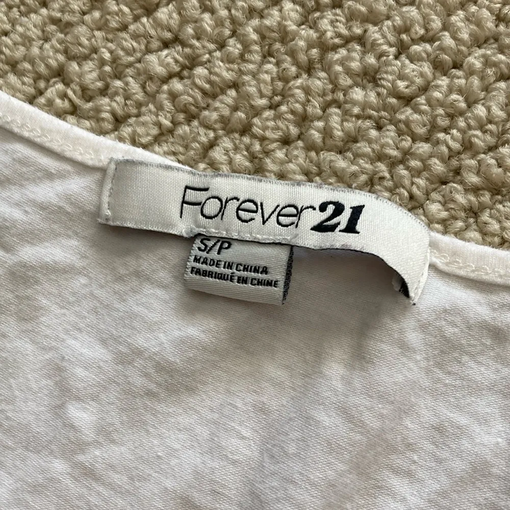 Forever 21 White Cotton Blouse Boat Neck Tee Shirt Top T-Shirt Small 3/4 EUC - Image 2