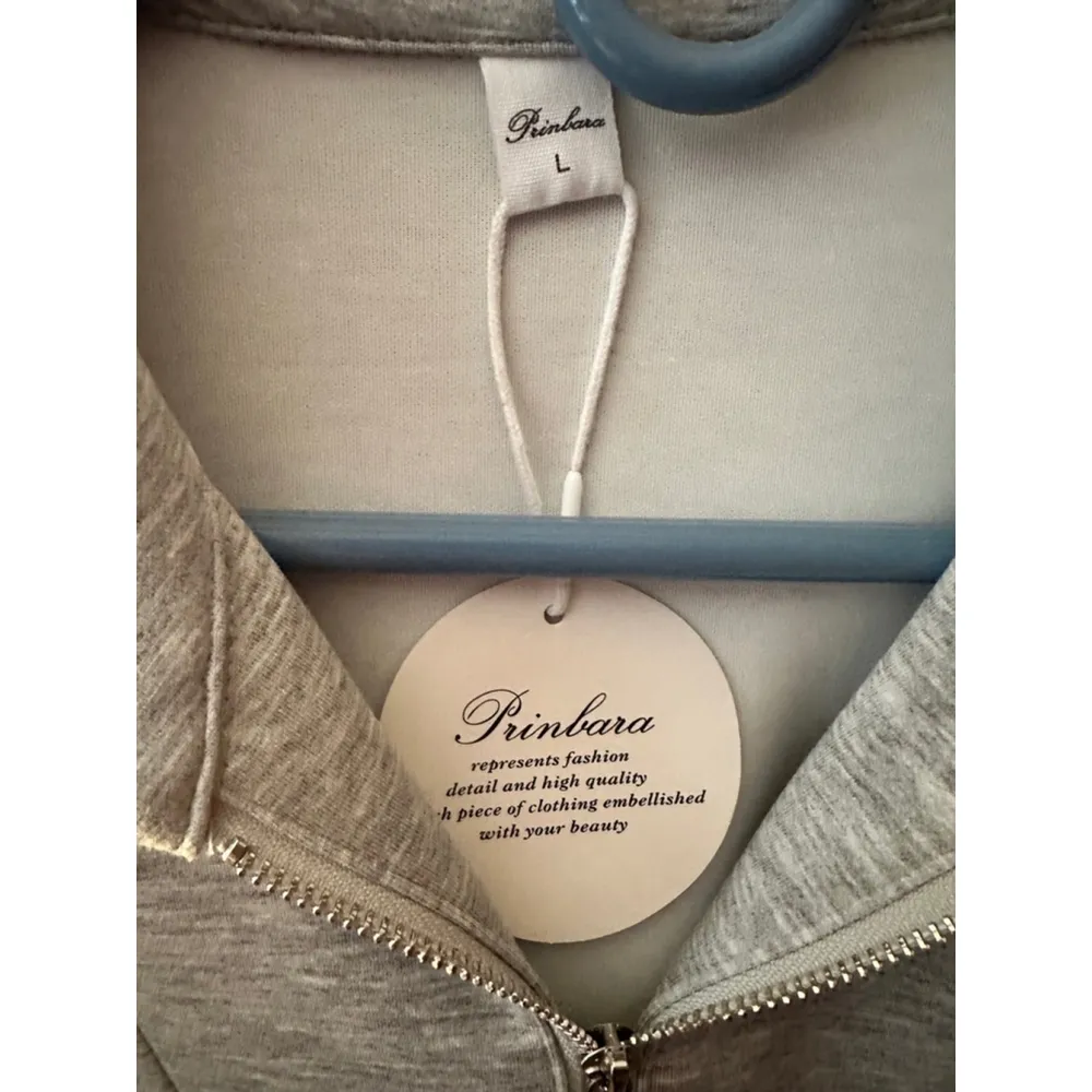 Prinbara Womens Oversized Quarter Zip Pullover Sweatshirt NWT Gray Size L - Image 6