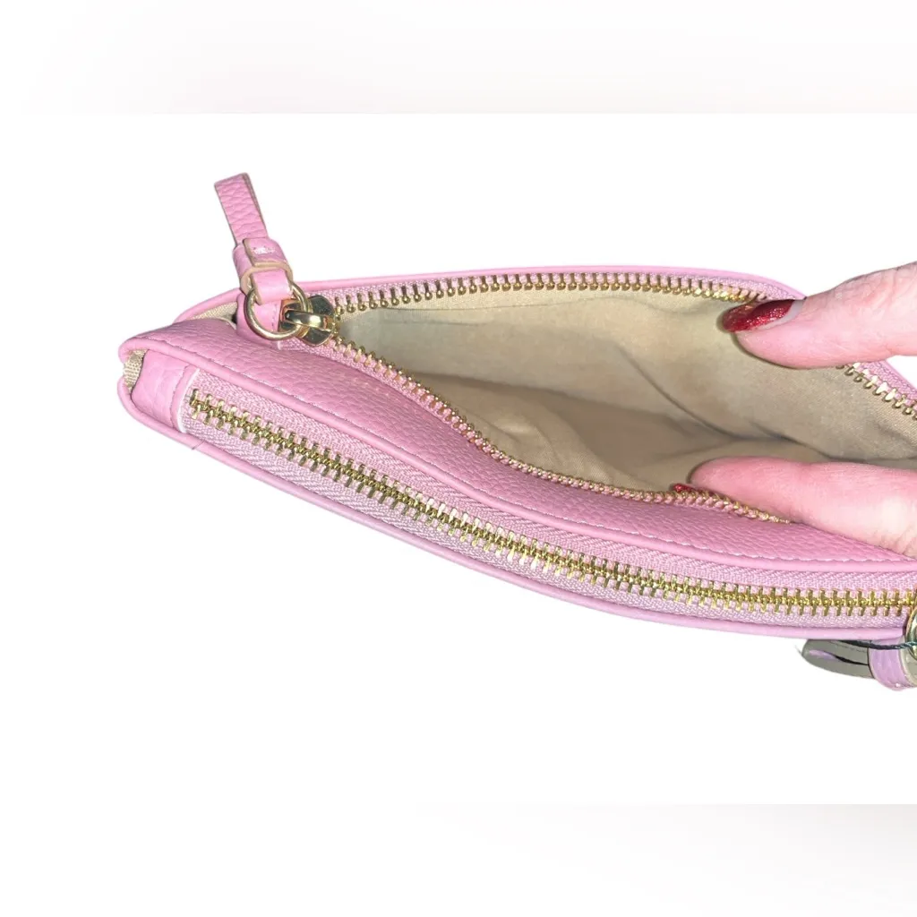 Nanette Lepore Mandy Wristlet Clutch in Bedrose Color with Tan Interior - Image 4