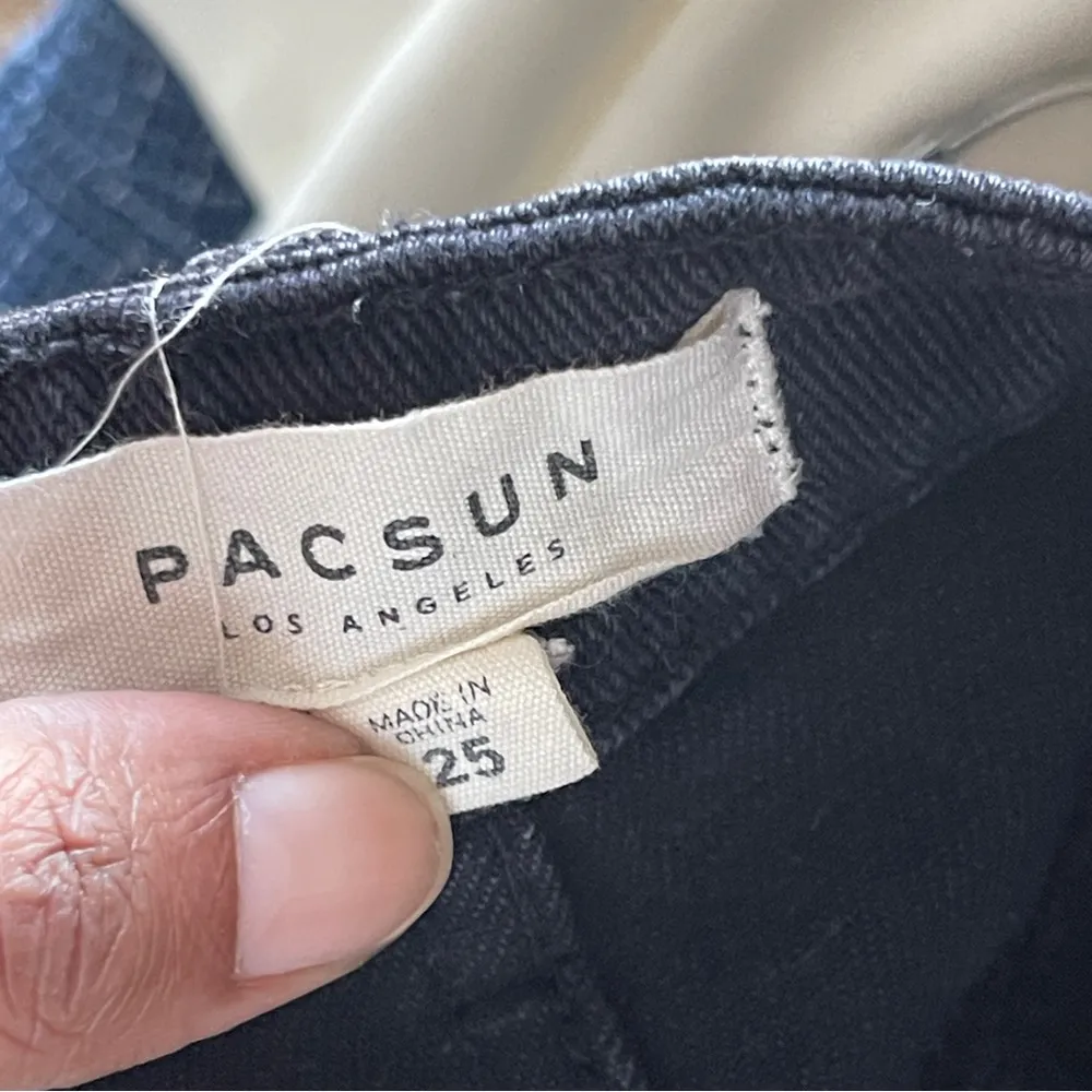 PACSUN | Black Distressed Denim Mini Skirt Sz 25 - Image 4