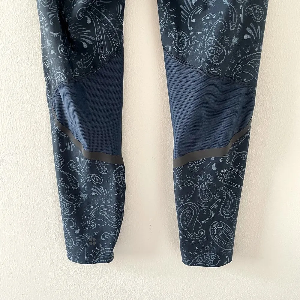 Sweaty Betty Leggings Womens Medium Blue Zero Gravity Paisley Activewear Running - Image 7