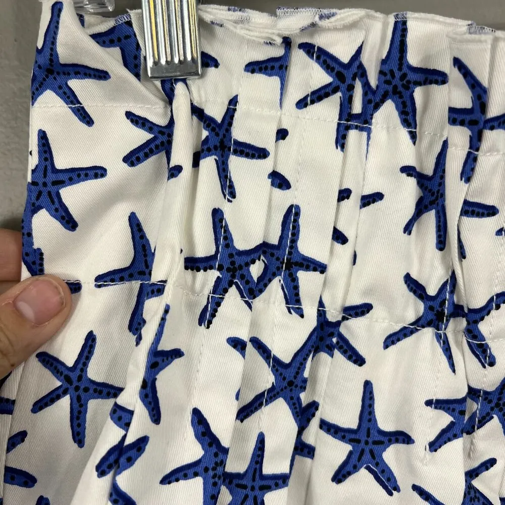 Kate Spade Broome Street Coastal Starfish Pleated Cotton A-Line Skirt EUC Size 4 - Image 5