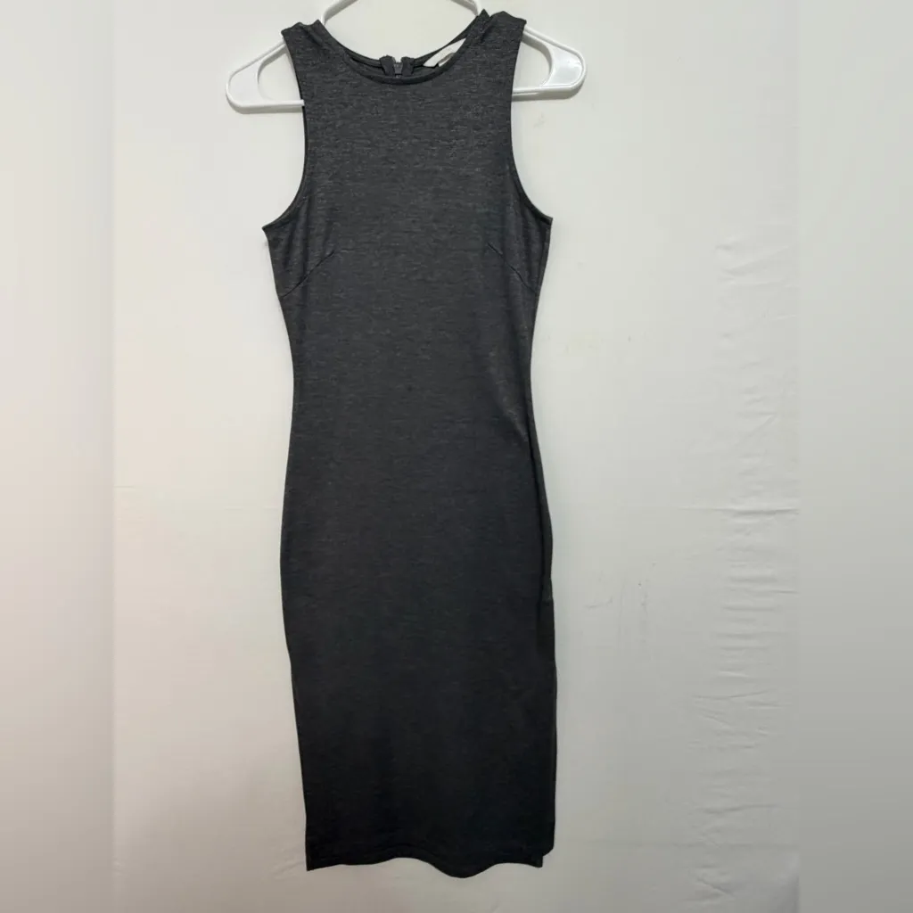 H&M Charcoal Gray Sleeveless Midi Dress XS Side Slit(E31) - Image 9