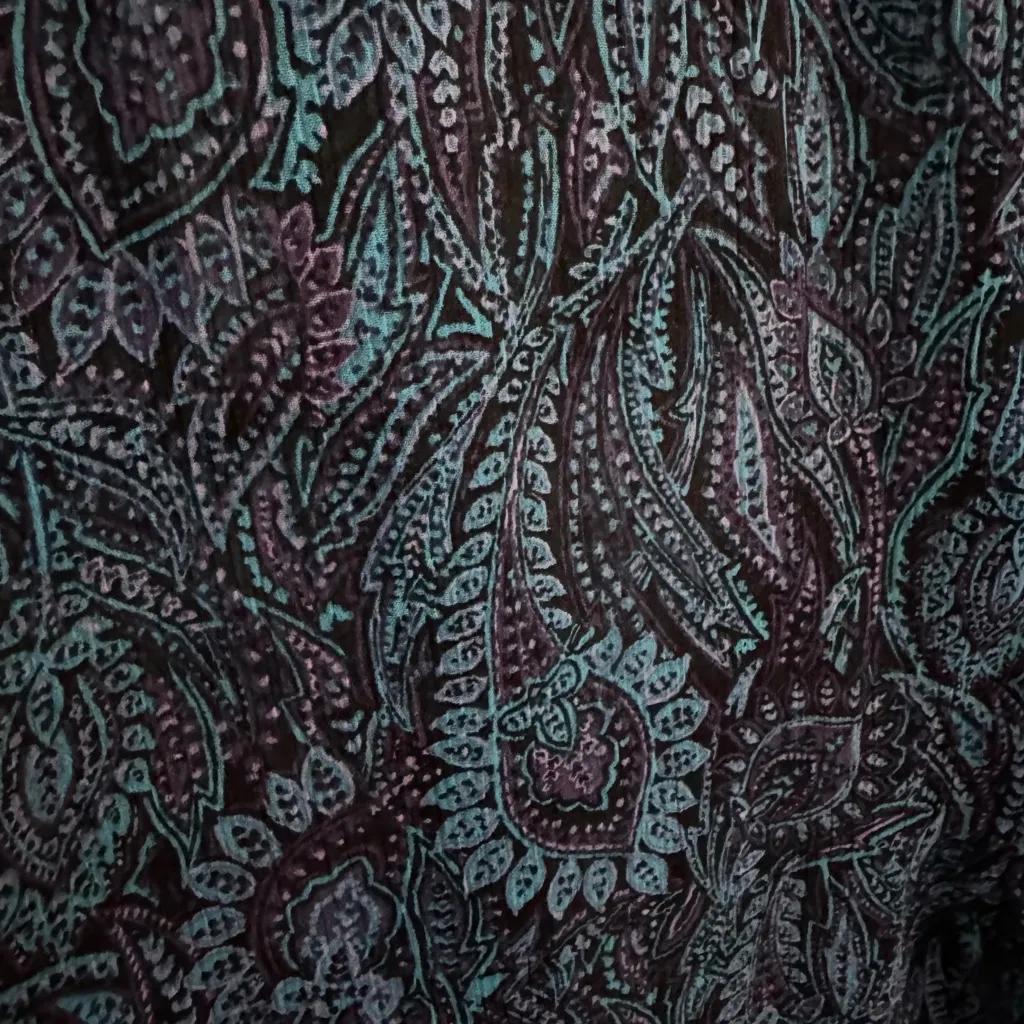 CJ Banks Christopher & Banks Semi Sheer Purple Blue Paisley Blouse Plus Size 3X - Image 10