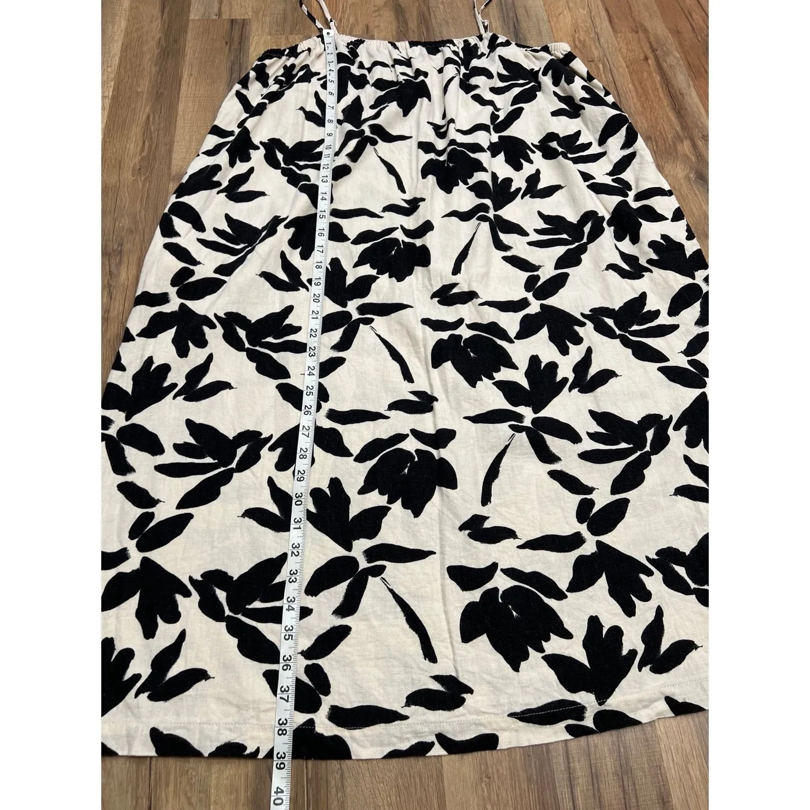 A New Day Linen Blend Black‎ White Floral Midi Dress Size XXL Pockets - Image 7