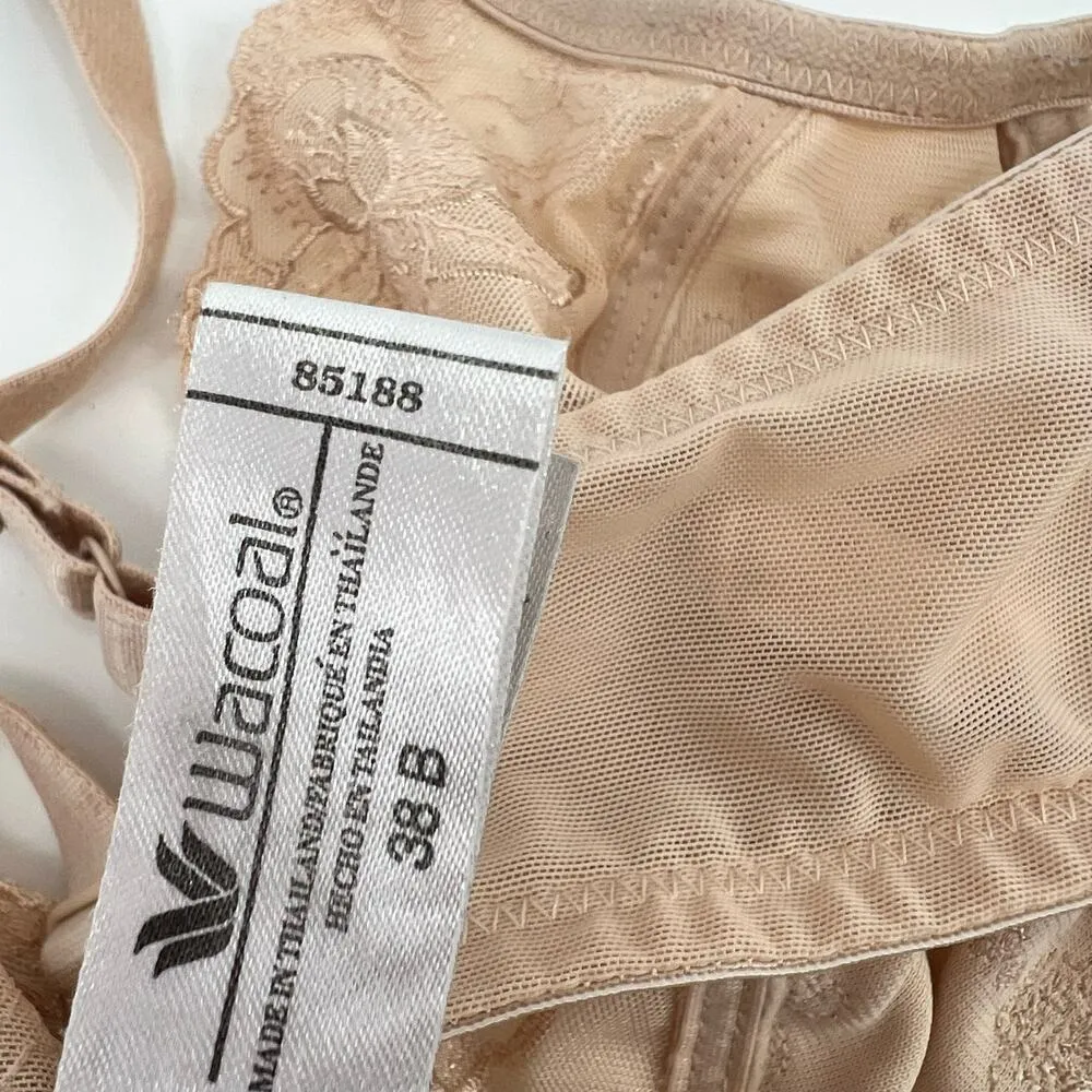 Wacoal High Profile Bra beige tan nude subtle floral underwire 85188 size 38B - Image 4