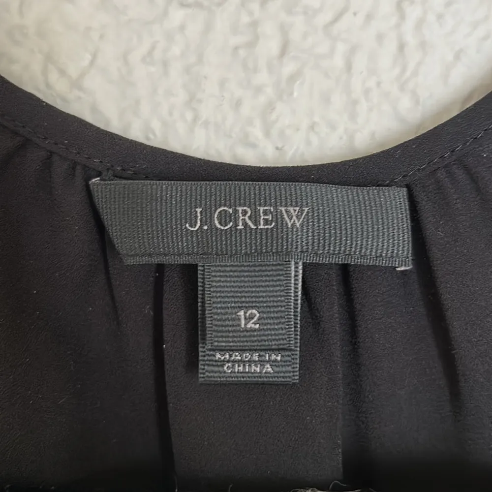 J. Crew black split neck tassel trim popover blouse - Image 4