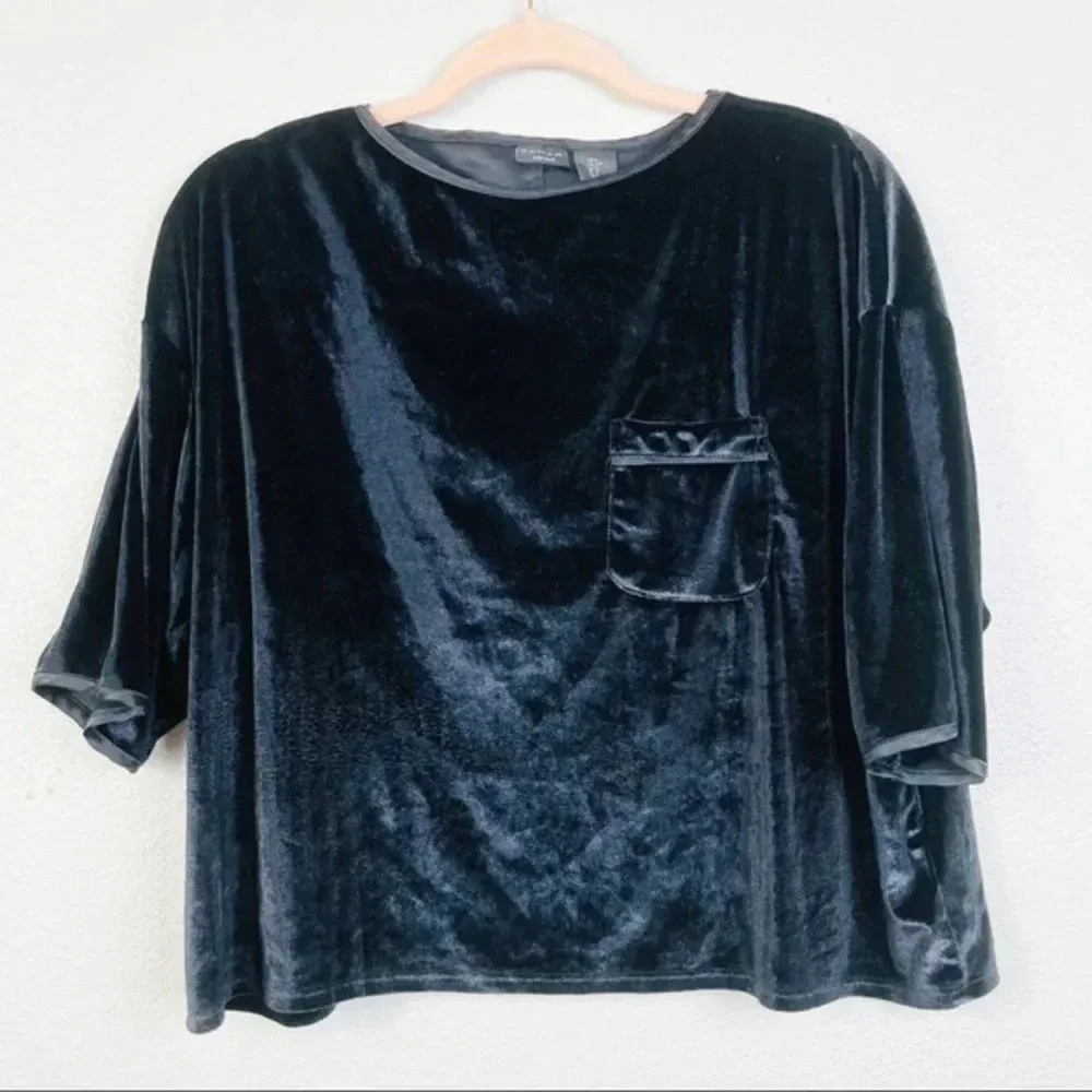 TAHARI Black Velvet‎ Short Sleeve Lounge Top Size Small - Image 5