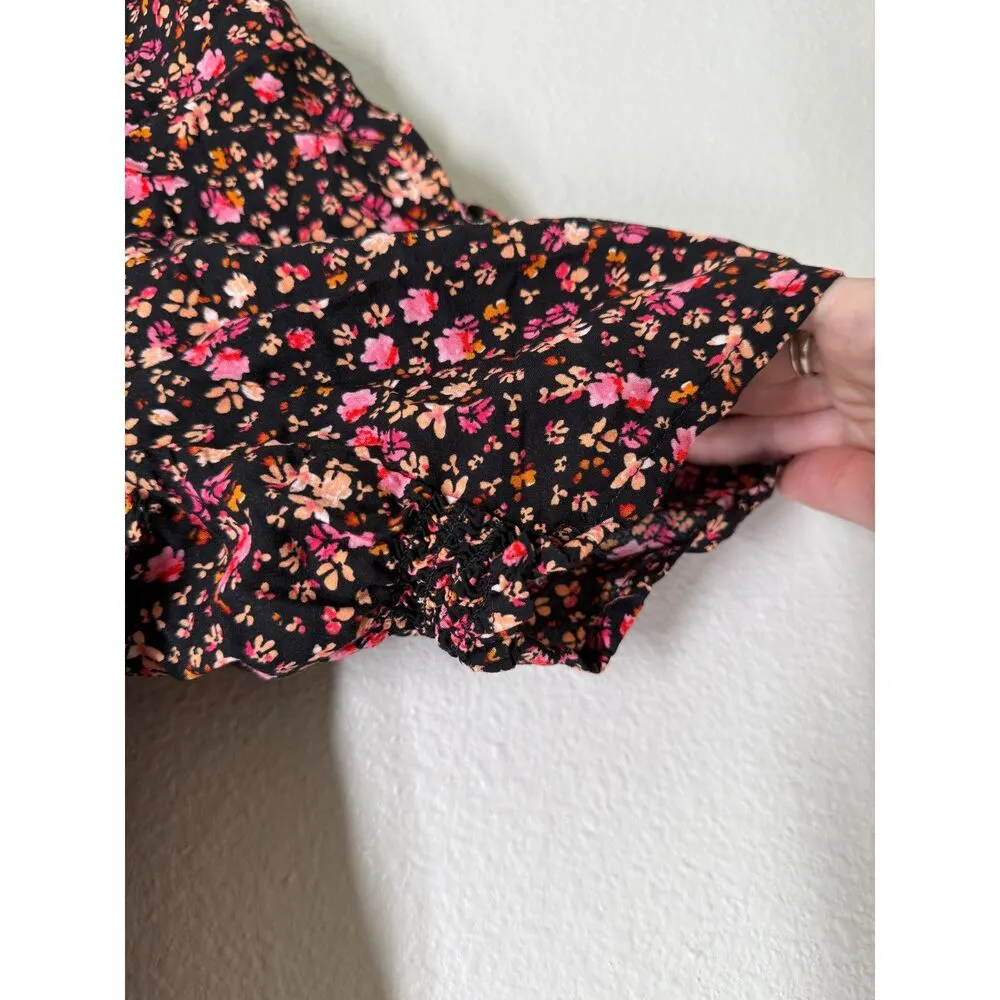 Old Navy Floral Mini Dress Womens Sz 2X Cottage Peasant Keyhole Back Tunic - Image 2