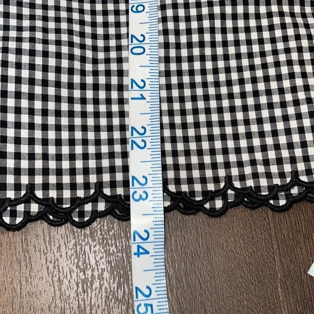 RAILS Harley Mini Gingham Square Neck Scalloped Edge Flutter Sleeve Top Black La - Image 10