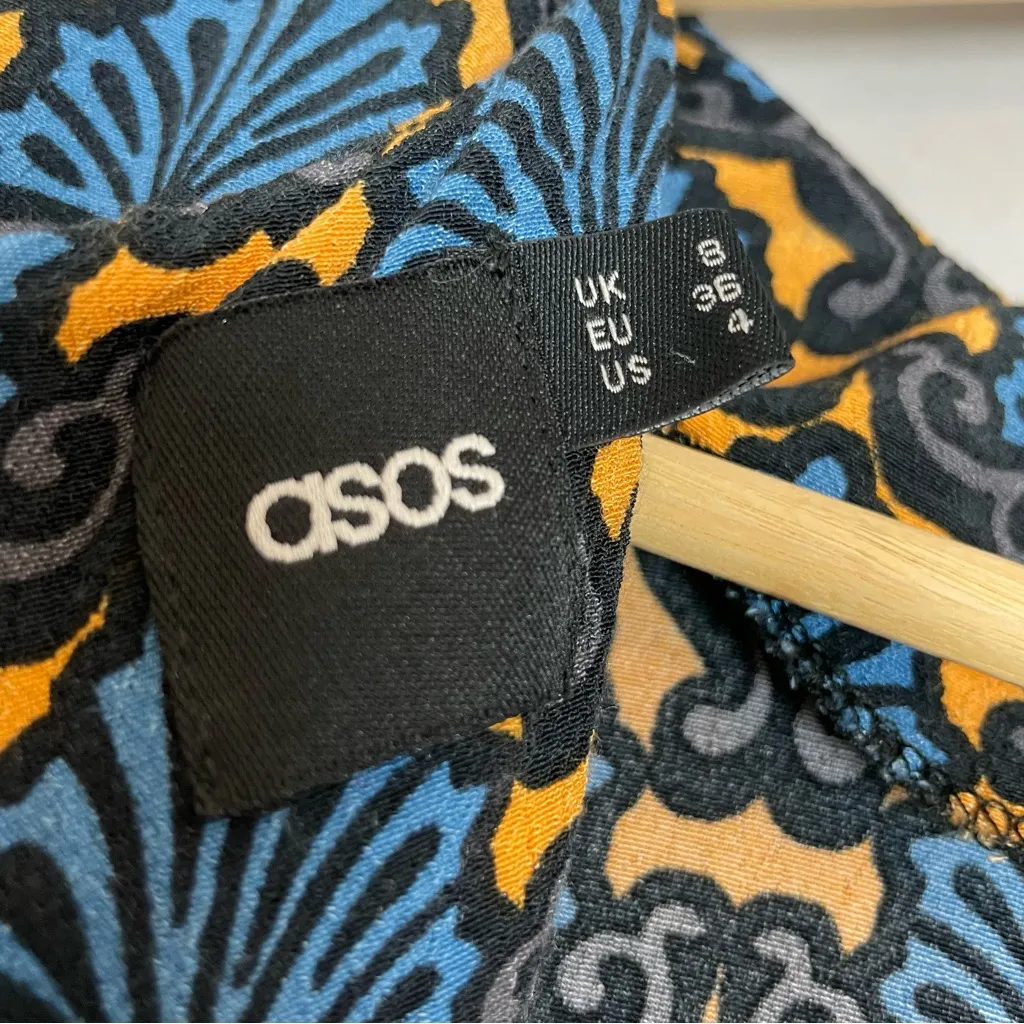 ASOS Patterned Dress Blue Long‎ Sleeves Detailed Print - Image 3