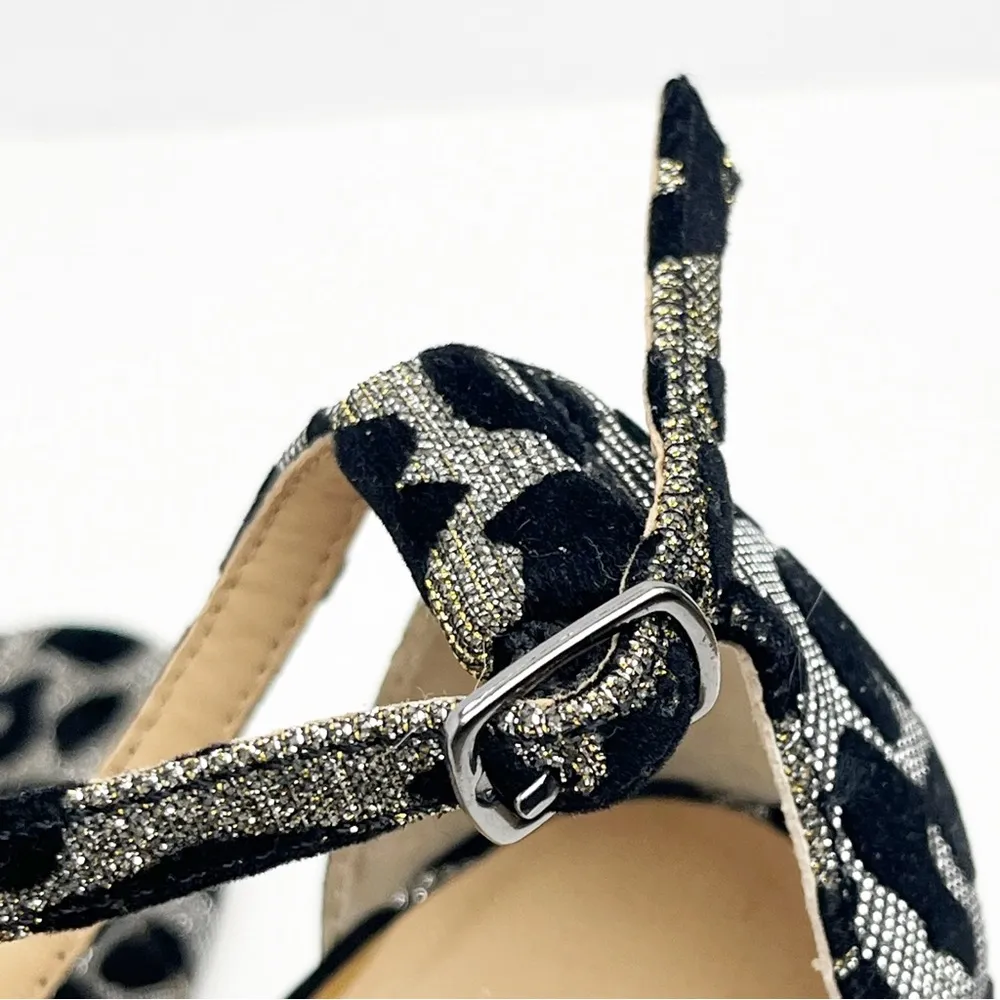 THALIA SODI Animal Print Two Toned Strappy Open Toe Glitter Heels, Size 9 - Image 5