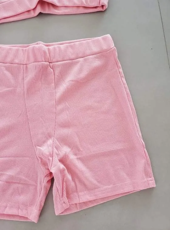 NWOT! Pink Crop Top & Biker Shorts Set Size M - Image 6