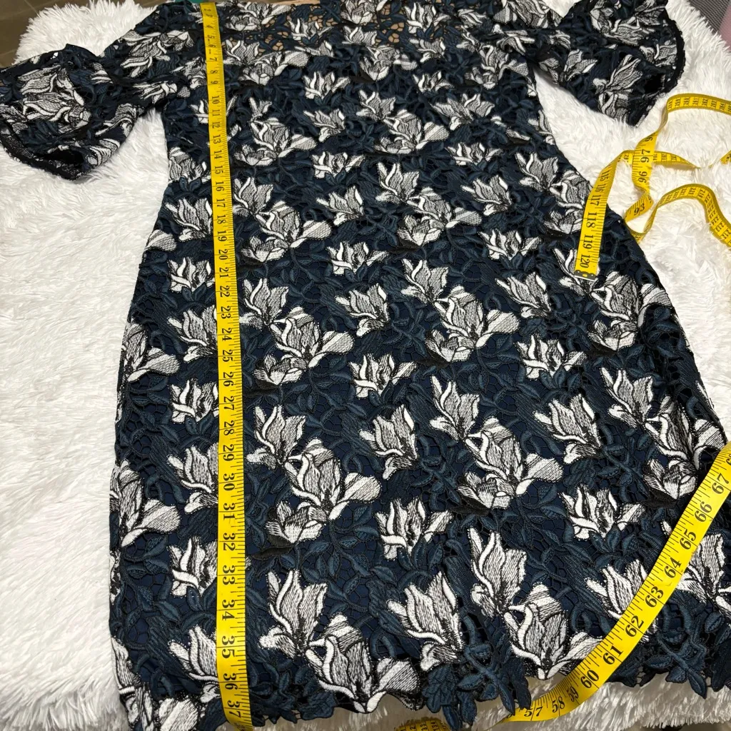 Ralph Lauren Navy and White Floral Lace Dress - Image 3