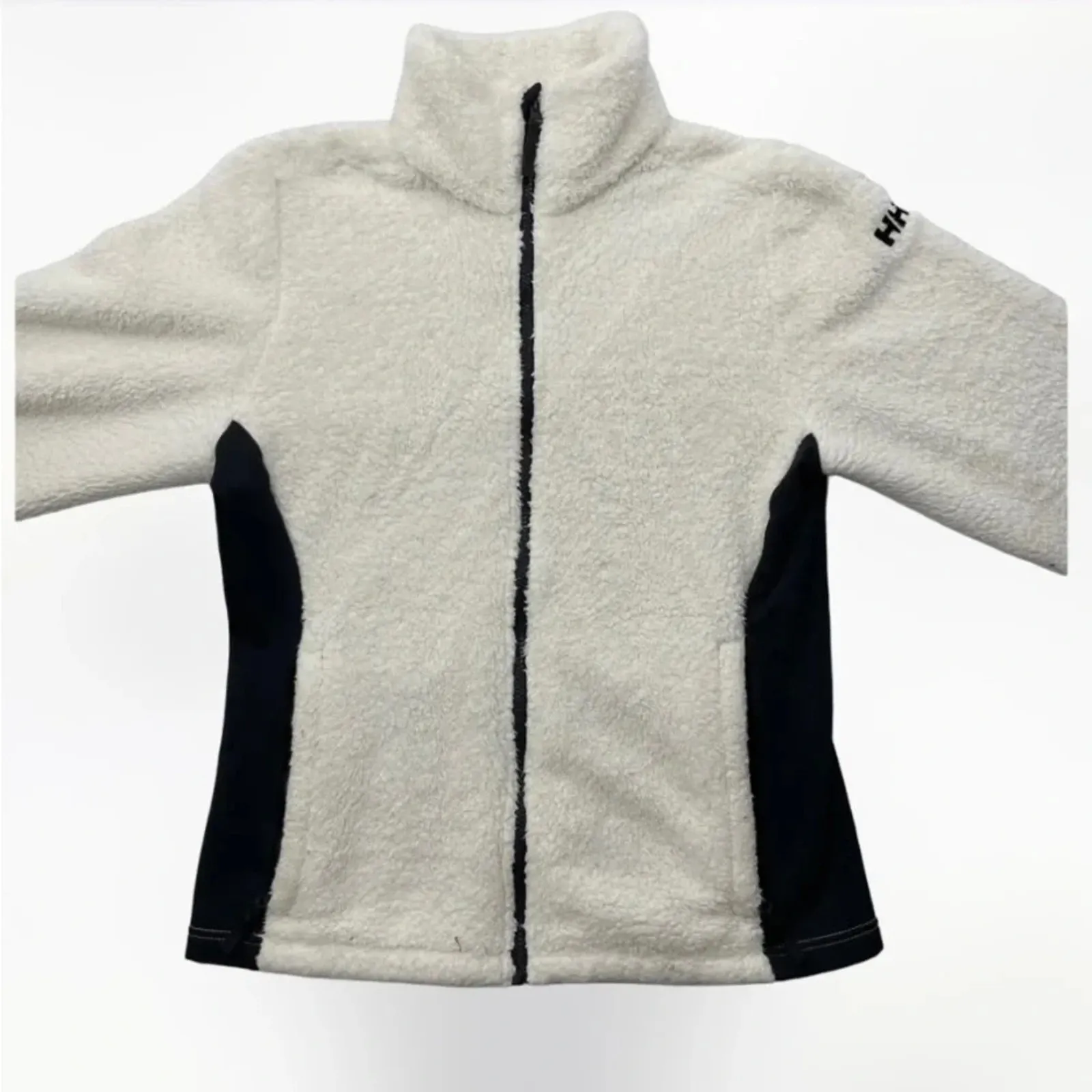 Helly Hansen cream and black colored fleece mock neck ski jacket, size Large - Image 2