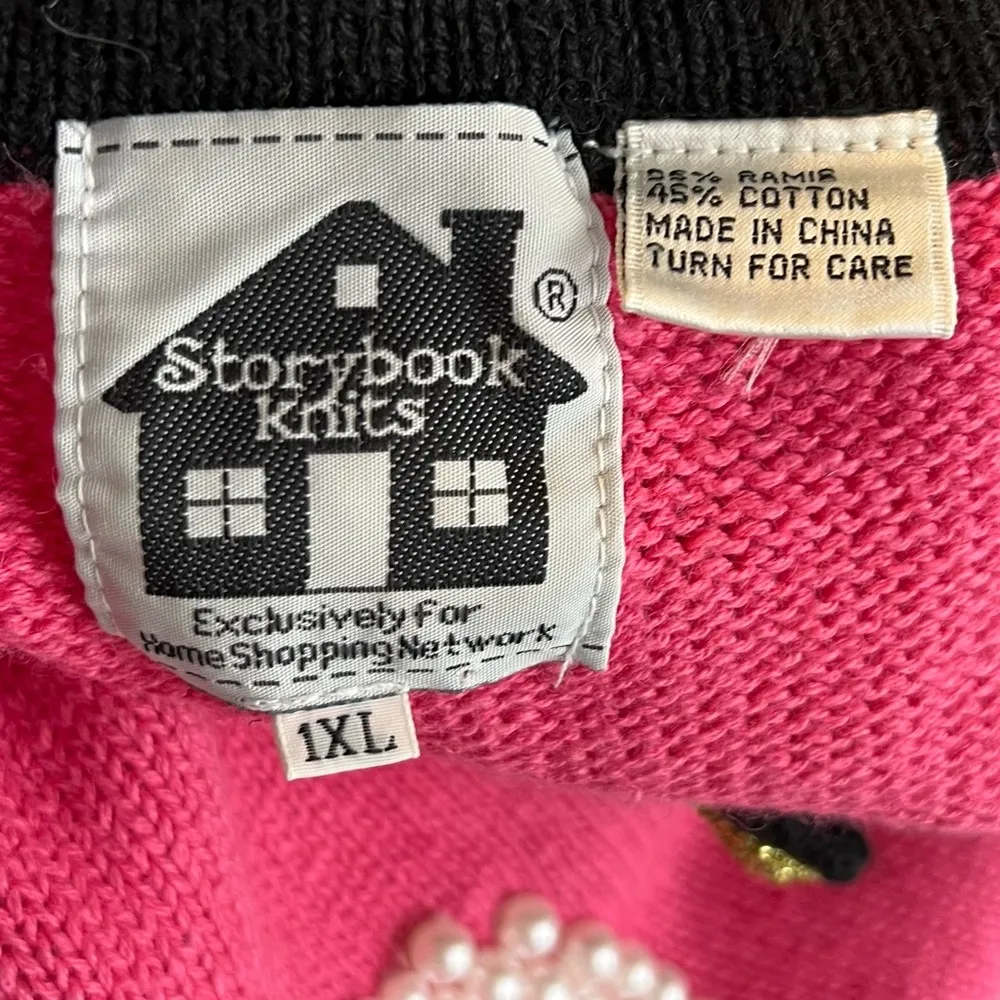 Vintage‎ Storybook Knits Fashion Cardigan Sweater Pink Size 1X - Image 7