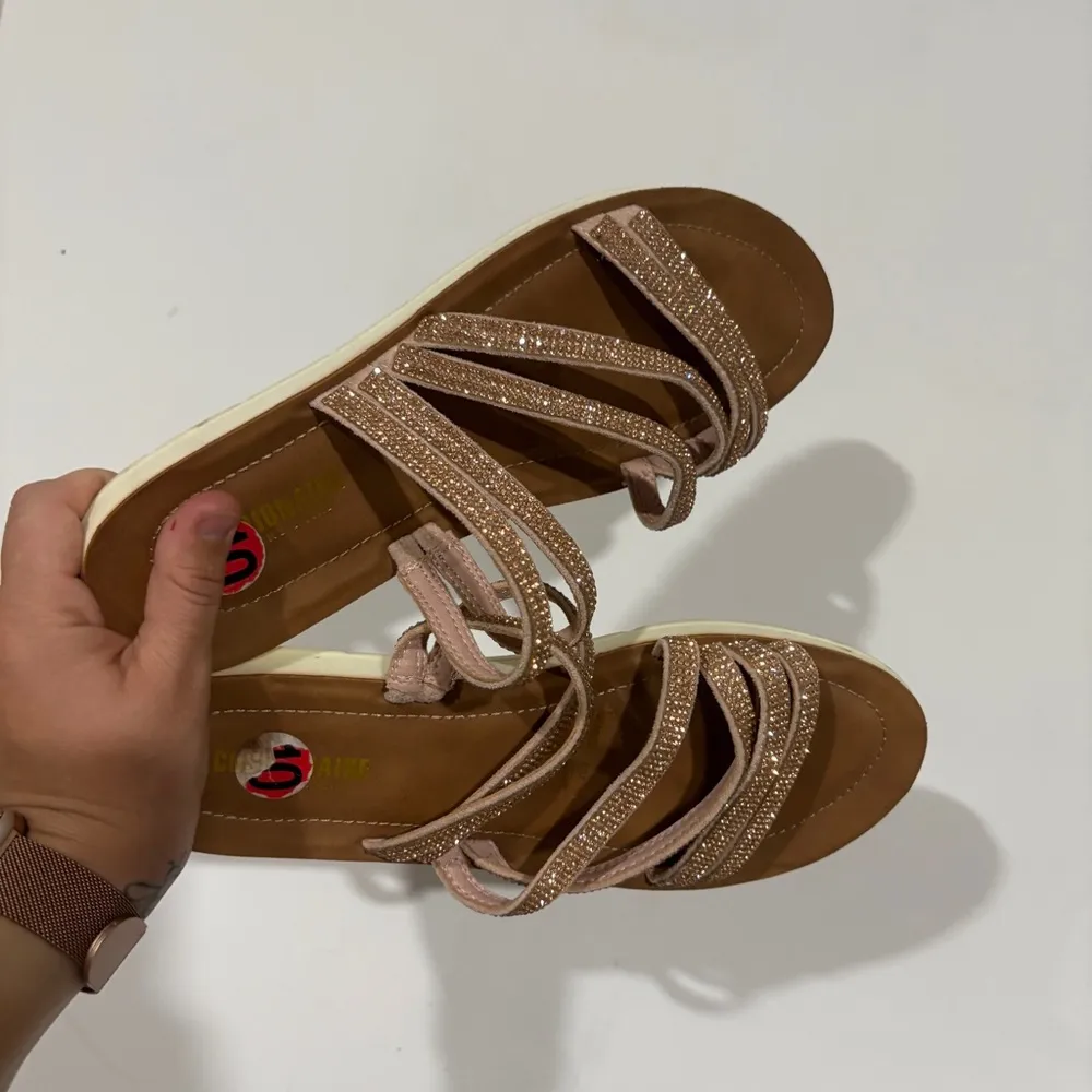 Ladies Cushionaire Rose Gold Strappy Sparkle Sandals  Mules Size 10 - Image 6