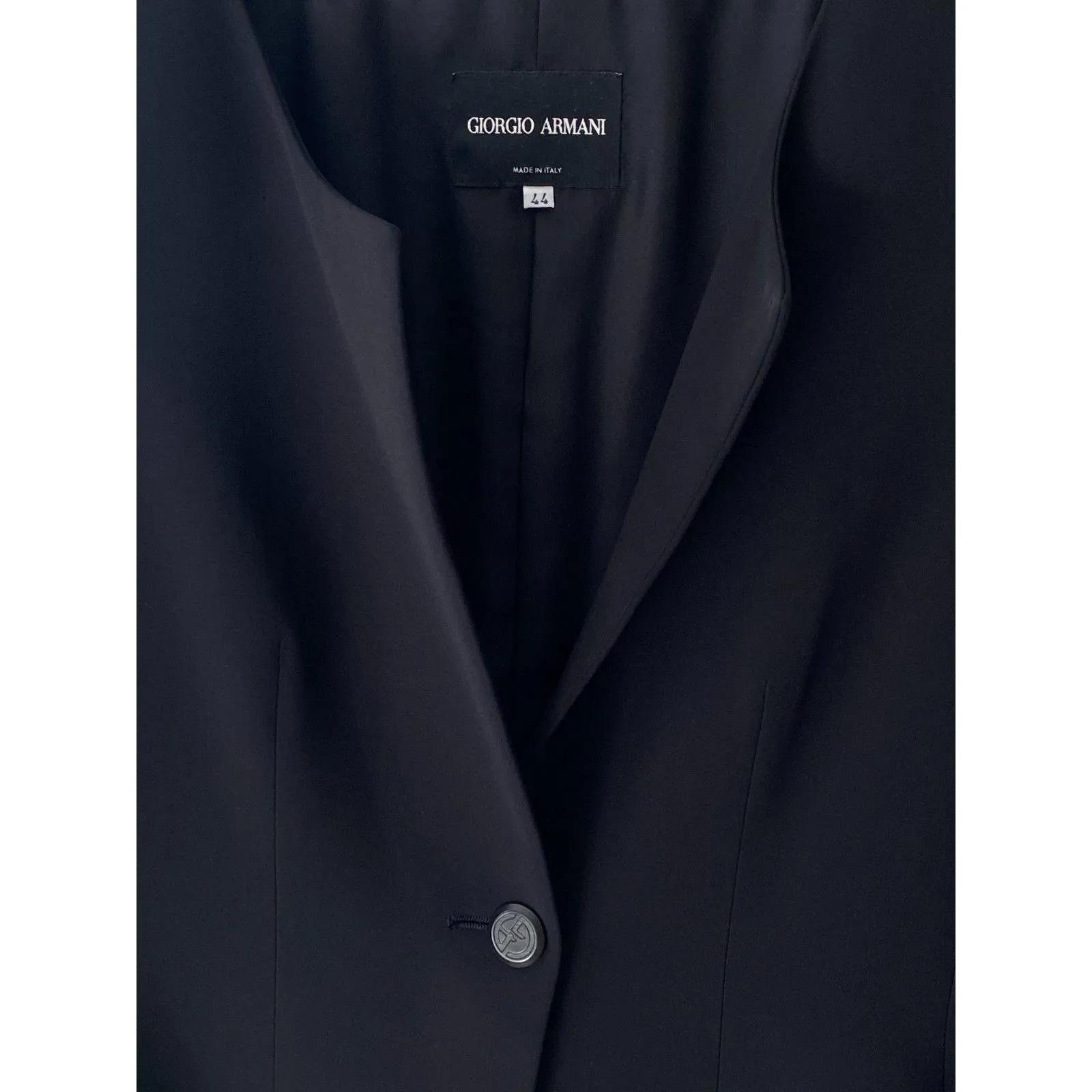 Giorgio Armani Pure Silk Black Blazer Womens Size US 10 (44) Made in Italy - Image 3