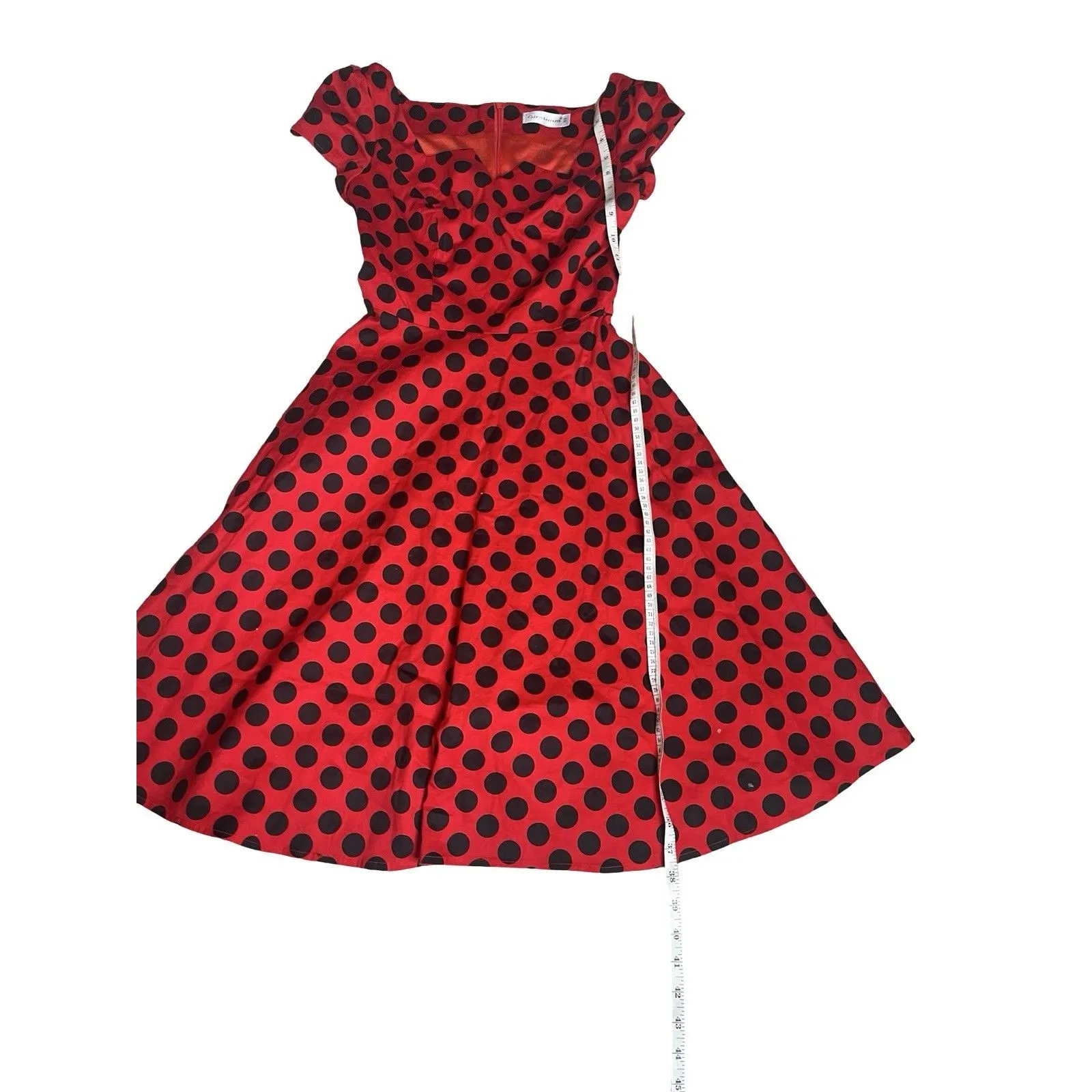 Girstumn Women's Size XS Rockabilly 50's Retro Red & black Poka dots Dress - Image 4
