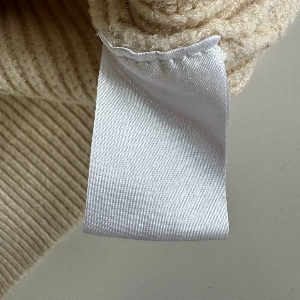 Vintage Ivory Cream Cowl Neck Cotton Sweater Metal Button Details Fits Medium Tan - Image 7