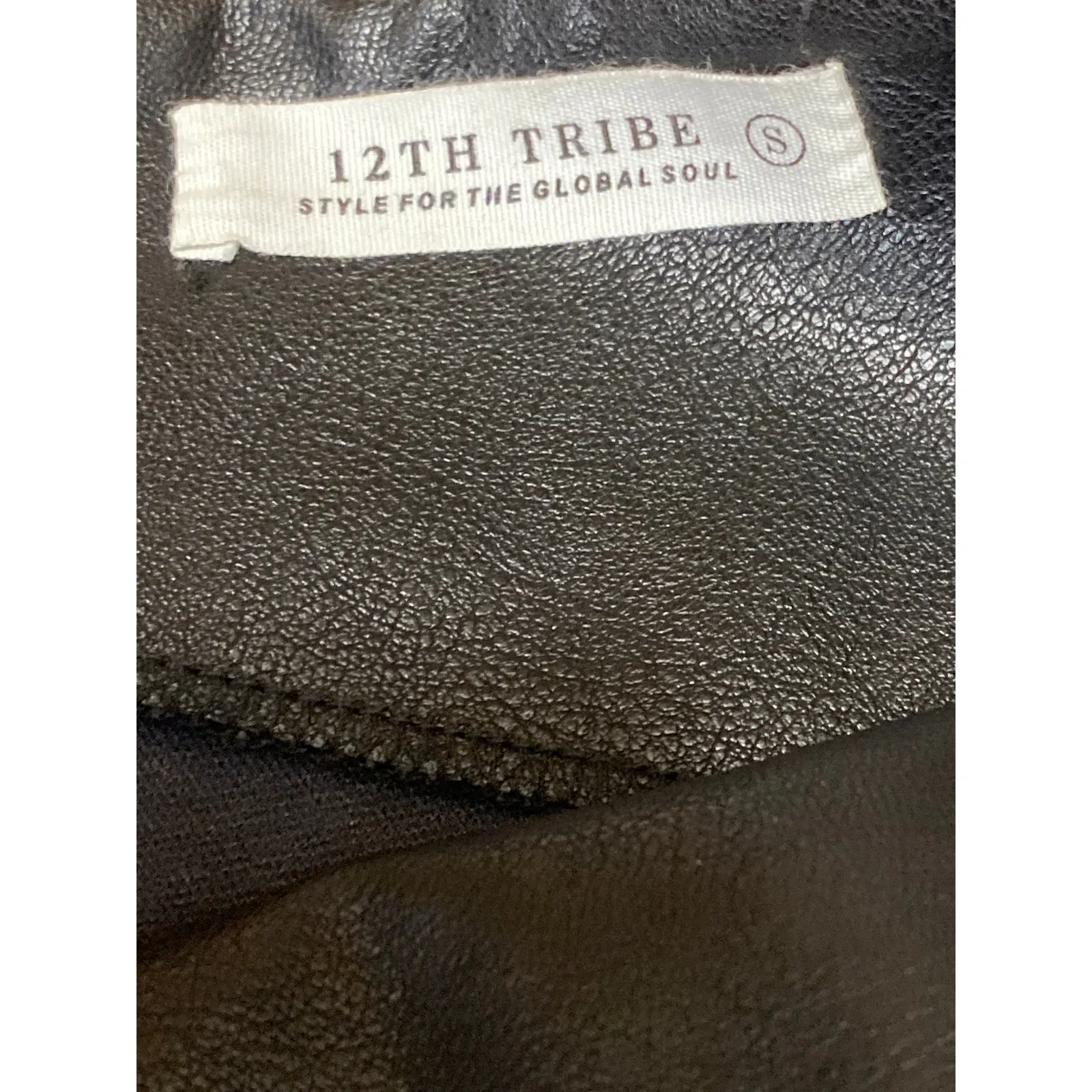 12th Tribe Black Cutout Waist High Rise Faux Leather Vegan Trousers Pants Size S - Image 4