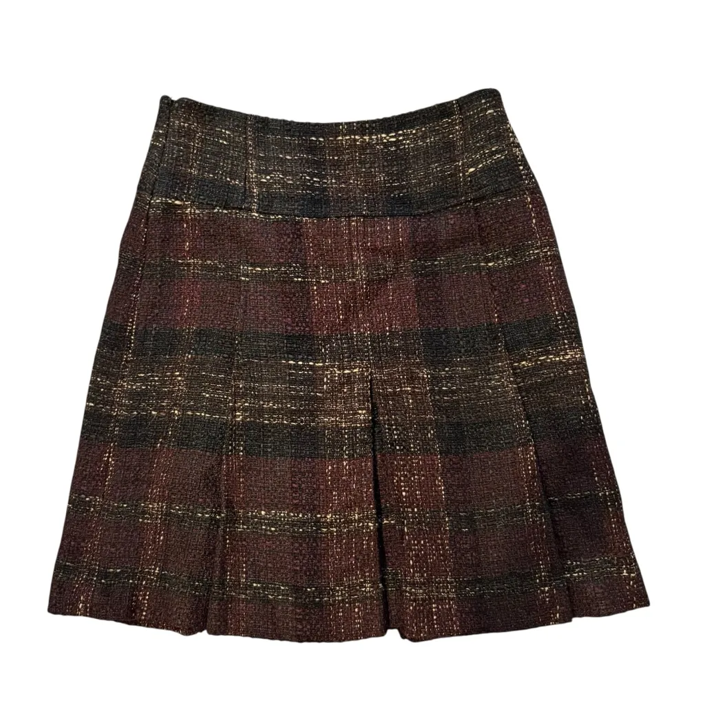 Akris Punto Multicolor Double Pleat Tweed Wool Blend Skirt, Sz 6 - Image 6