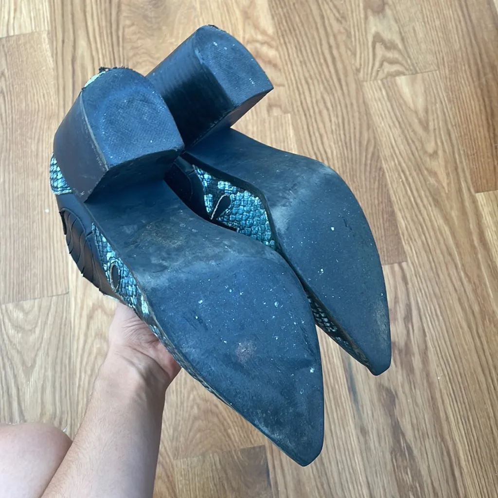 Black and Blue Urban Outfitters Jameson Western Style Snakeskin boots Si… - Image 4