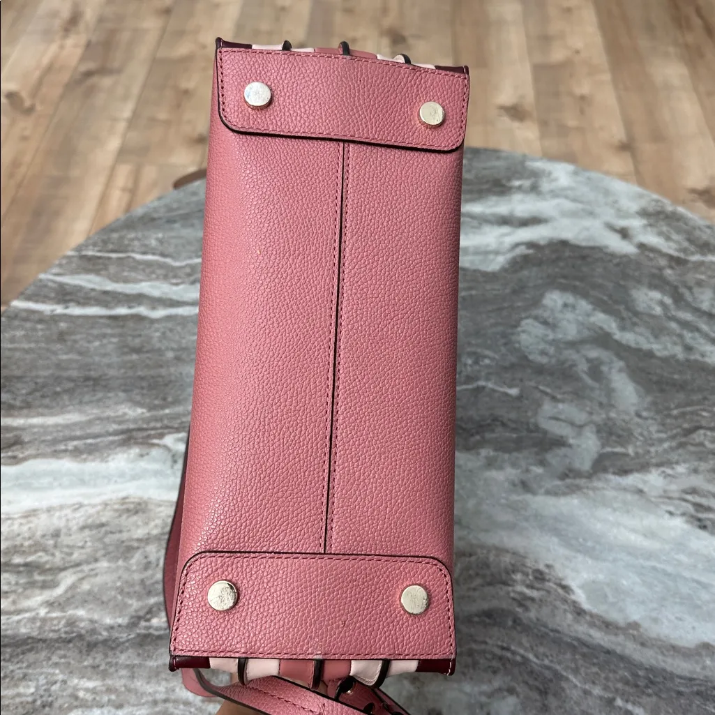 Michael Kors Mercer Large Acrdion Convertible Leather Tote 2 Tone Rose Pink Burg - Image 7