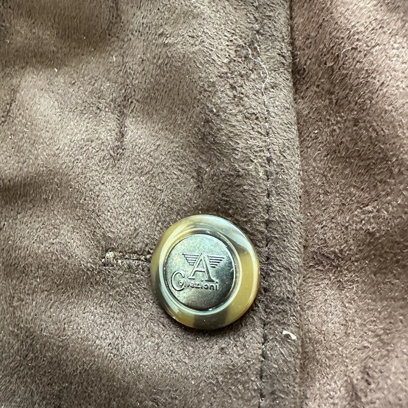 A Collezioni Suede chocolate brown leather  jacket coat women's M NEW - Image 14