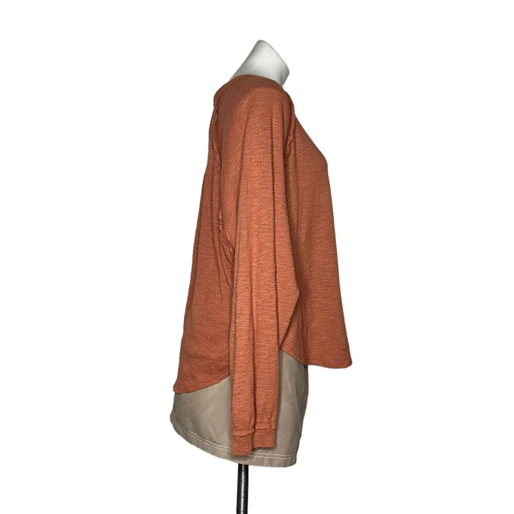 PILCRO Anthropologie Diana Pullover Knit Top Ruffle Detail Rounded Hem Size XL - Image 3