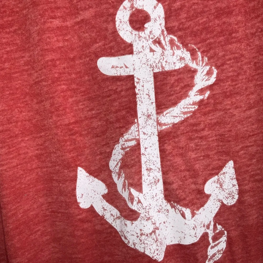 C&C Orange Nautical Graphic Anchor Tee Swim Cover Oversized Relaxed Tunic Fit XL - Image 3