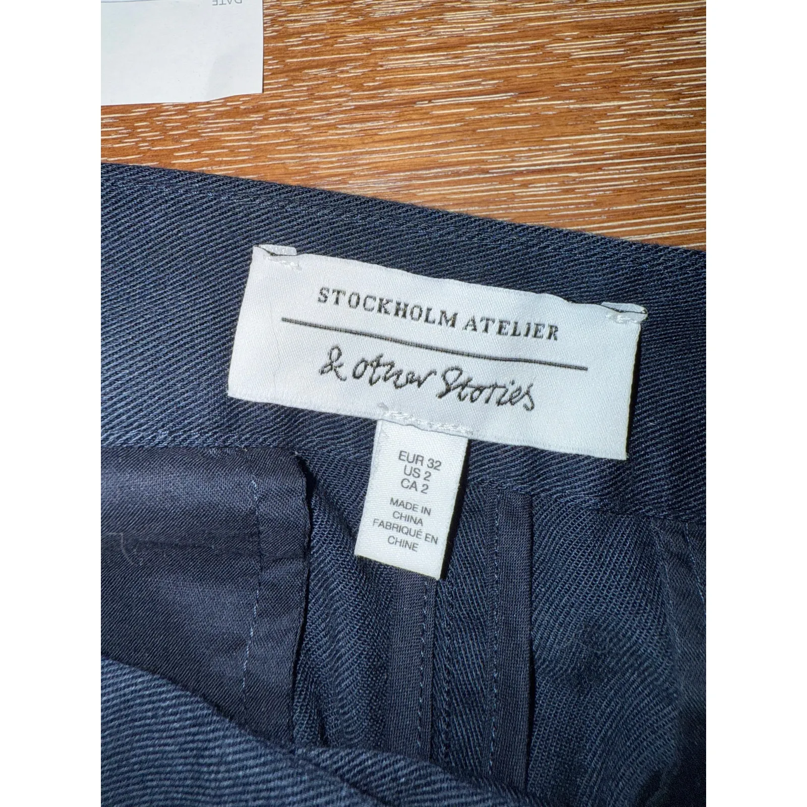 Stockholm Atelier Navy Pleated Wide Leg Trouser Pants Anthropologie Preppy Blue Size 2 - Image 5