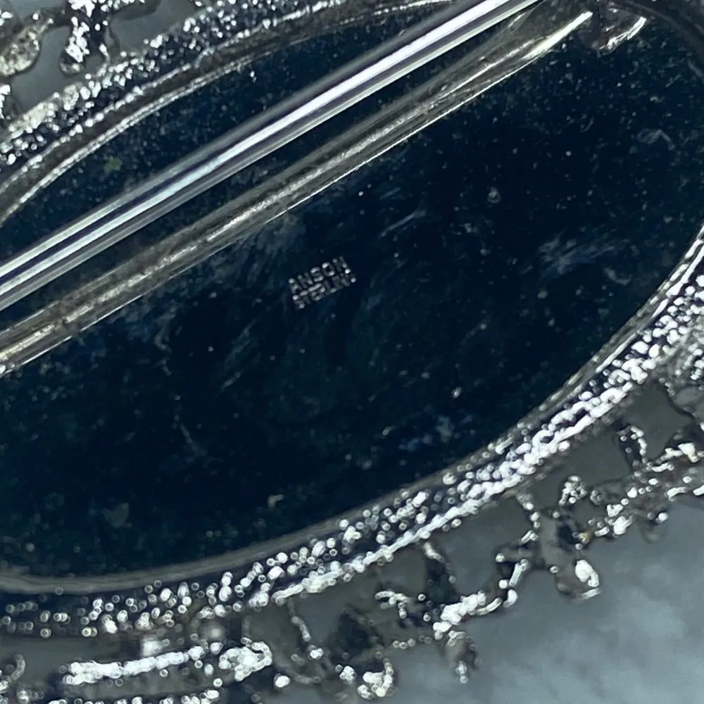 E Y Initial Pin Brooch Marked Anson Sterling Silver Oval Shape Decorative Edges - Image 6