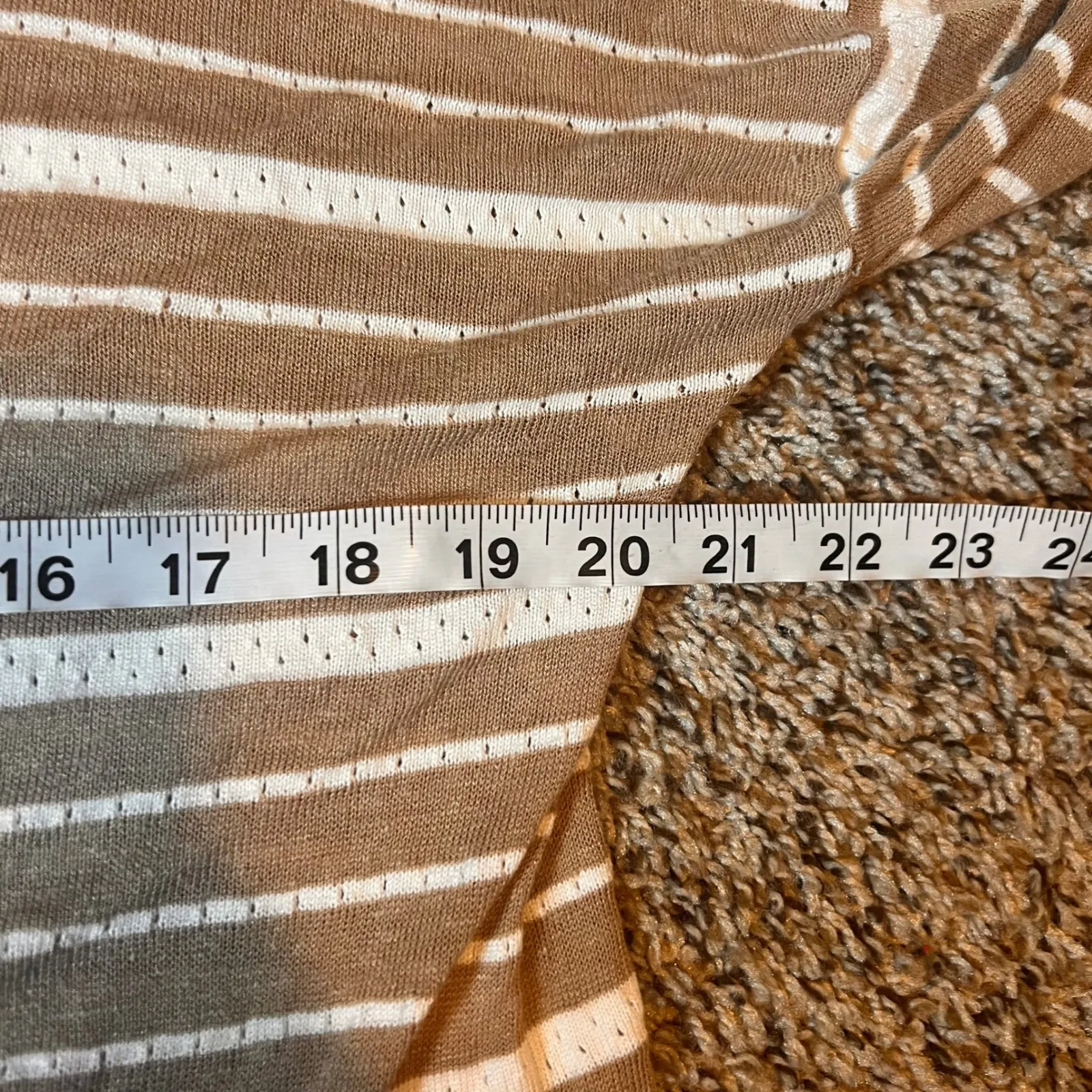 Talbots Women's Beige Striped Knit Tunic Top Lightweight Pullover Large‎ - Image 3