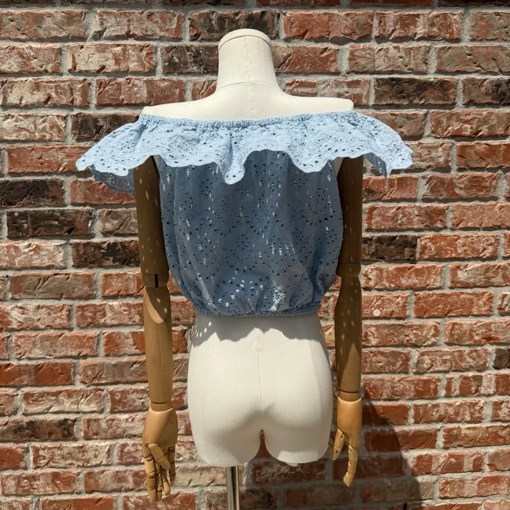 Streetwear Society Blue Ruffled Crop Top - Image 7
