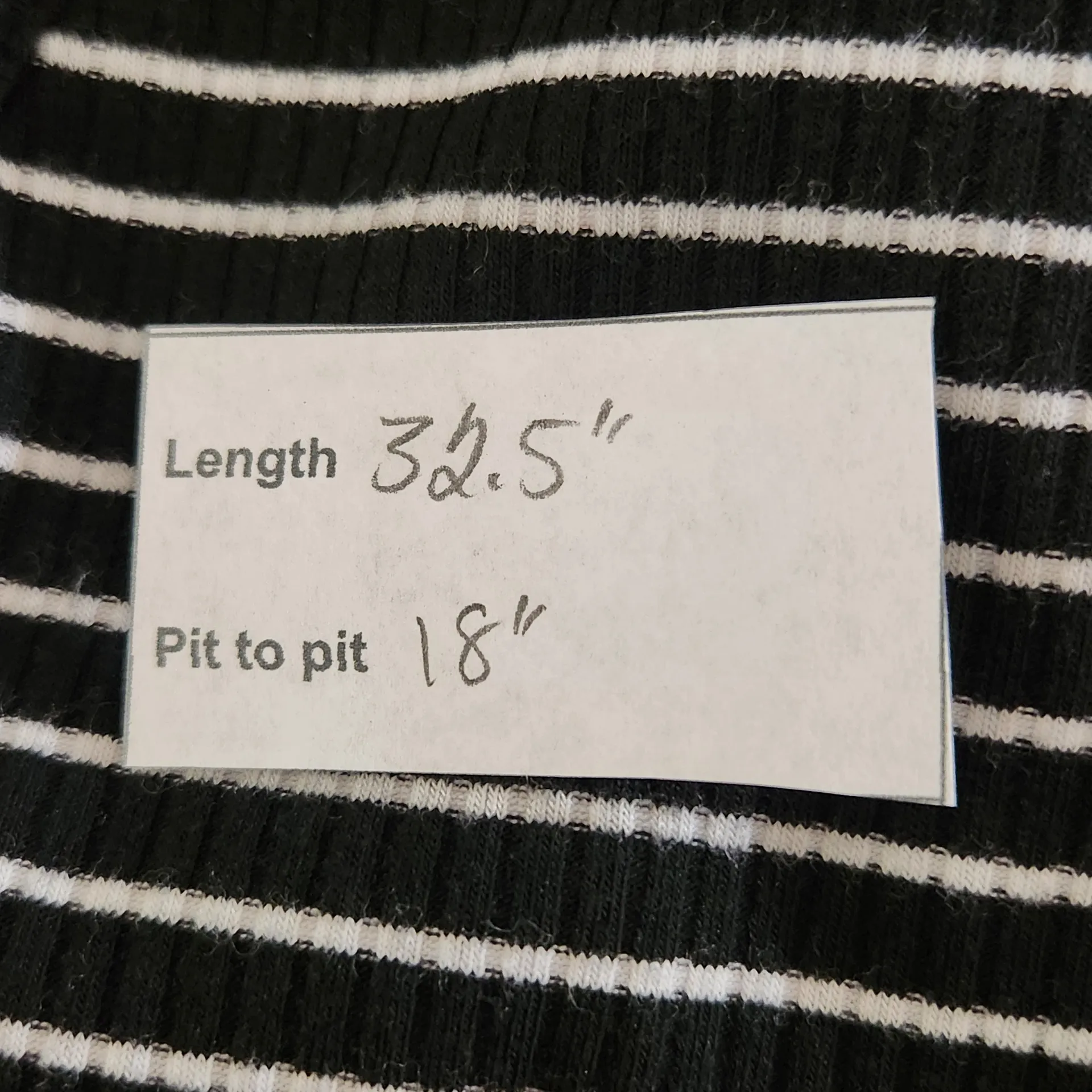 Wild Fable Black and White Striped Ribbed Knit V-Neck Mini Dress Size XL - Image 2