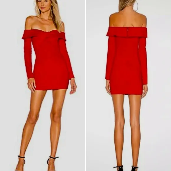 A’LE BY ALESSANDRA X Revolve Raquel  Women's Red Off Shoulder Mini Dress Sz S - Image 2