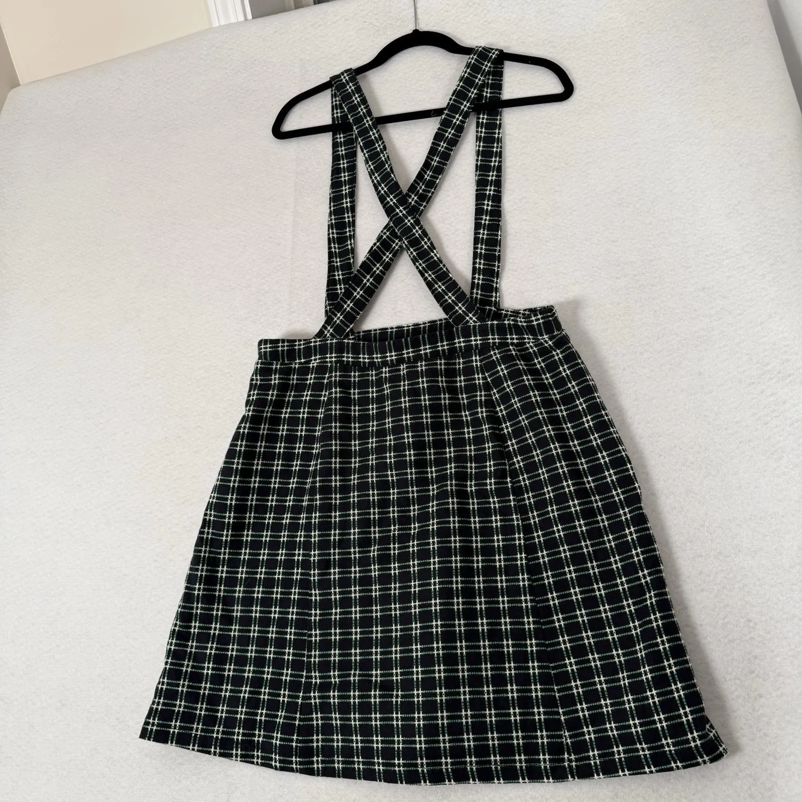 Anthropologie Maeve‎ Green Plaid Pinafore Skirt Overalls Suspender Size 14 - Image 6