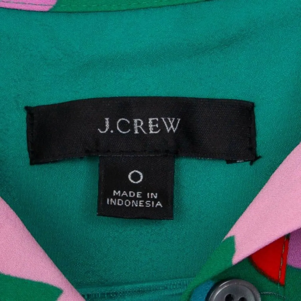 J. Crew‎ Womens Pleated Midi Shirt Dress Confetti Floral Size 0 Ruffle Pockets Green - Image 6