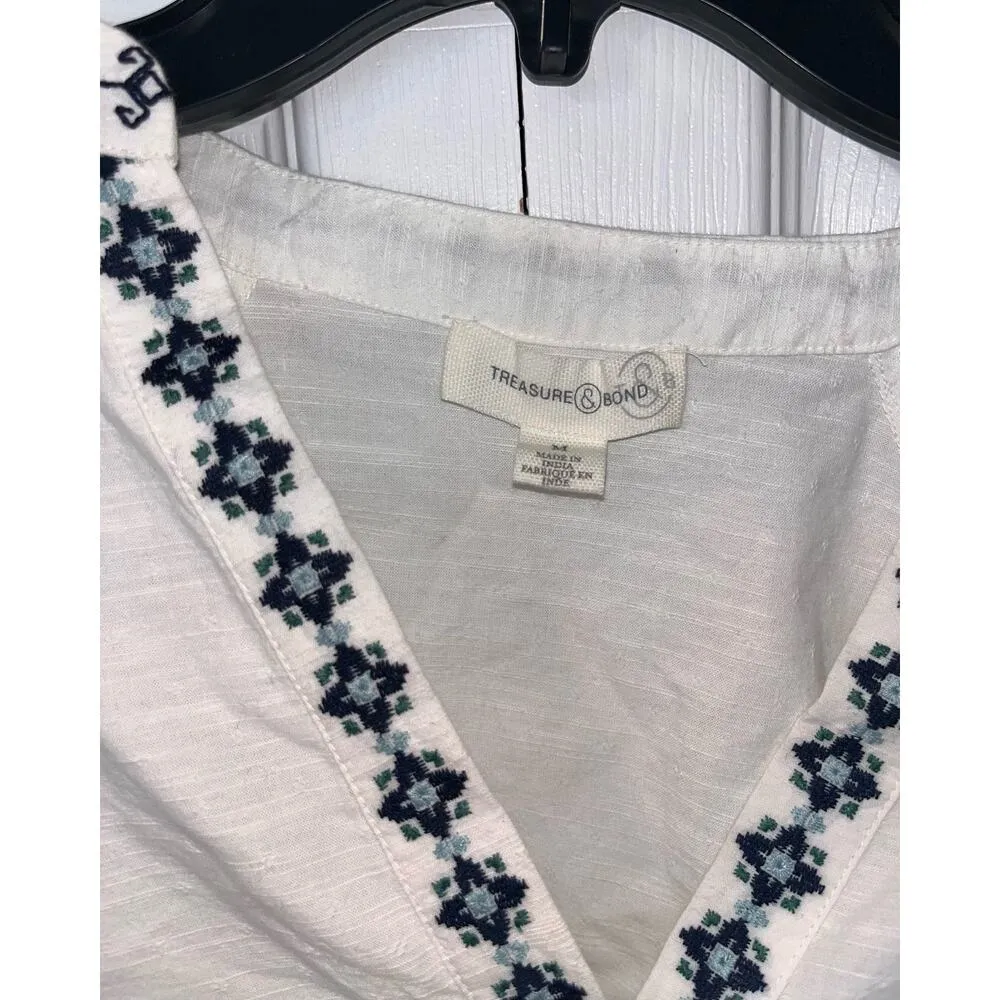 Treasure & Bond Puff Sleeve Button-Up Shirt “Size M” NWT/Defects (B35) - Image 7