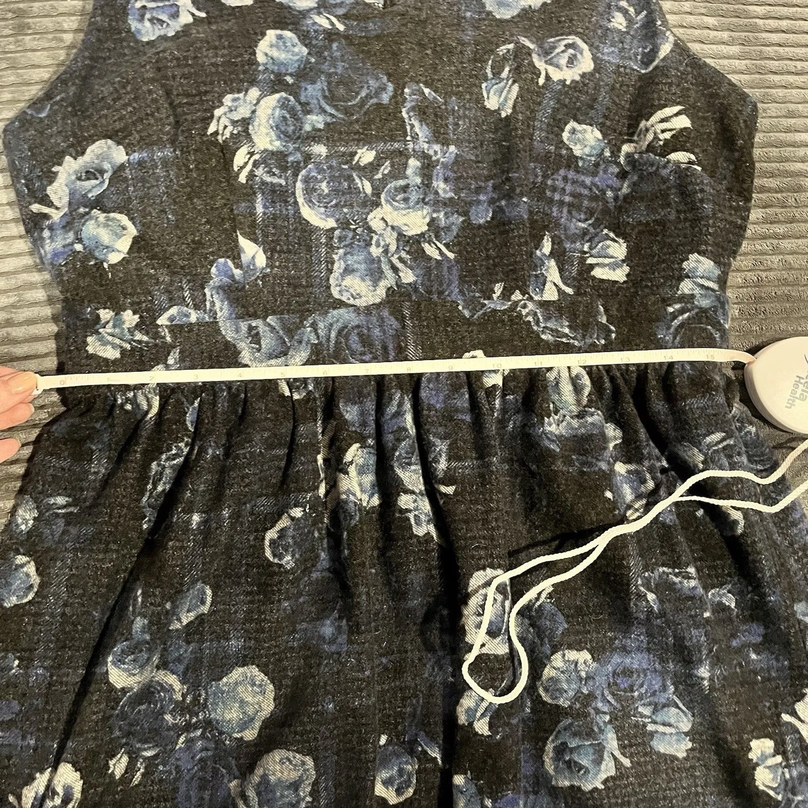 Thakoon Women's Dress Size 14 Black Blue White Floral Sleeveless V Neck - Image 3