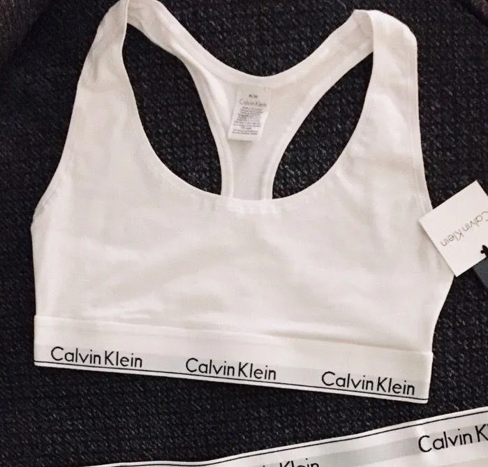 Calvin Klein White Bralette with Logo Band - Image 3