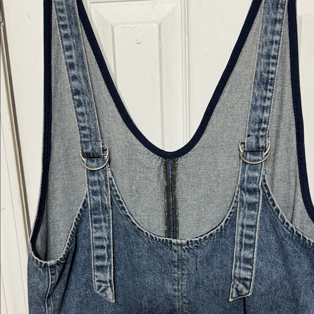 We The Free Blue Denim Jumpsuit Romper Shortalls Size Medium - Image 4