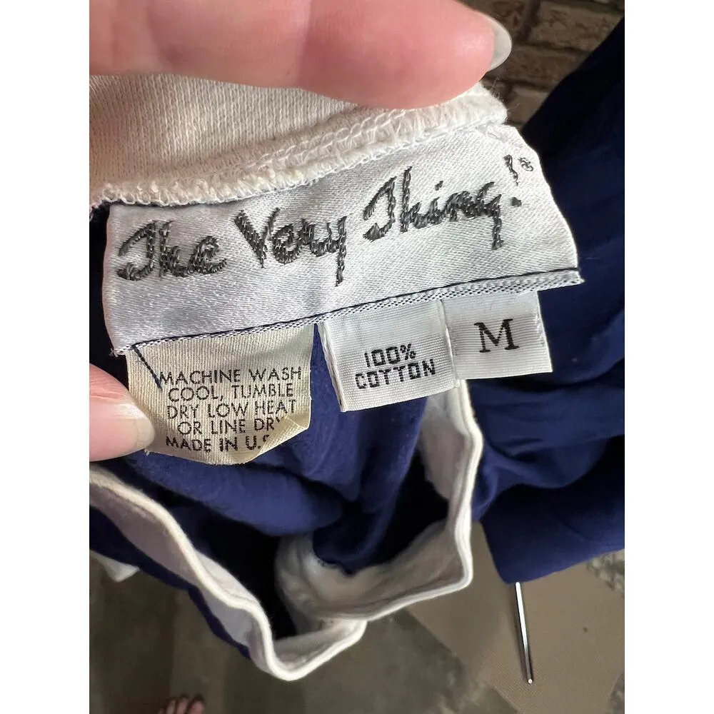 dress knit swing skirt pockets navy blue white casual Size M - Image 8