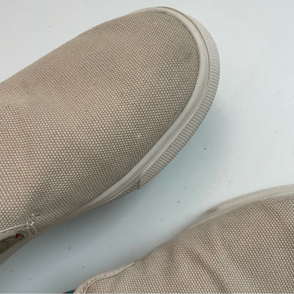 Toms Loafers Slip Ons Trvl Lite Canvas Hawaiian Tropical Travel Beach Beige - Image 13