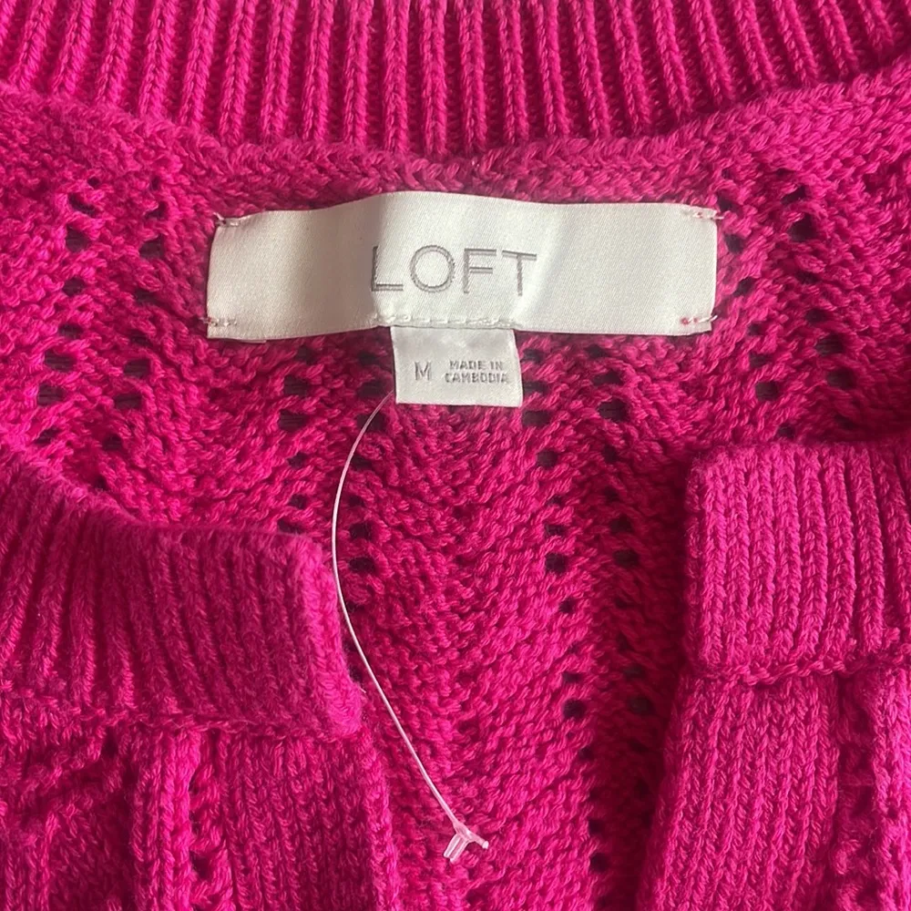 LOFT Fushia Knit Halter Sweater - Image 3