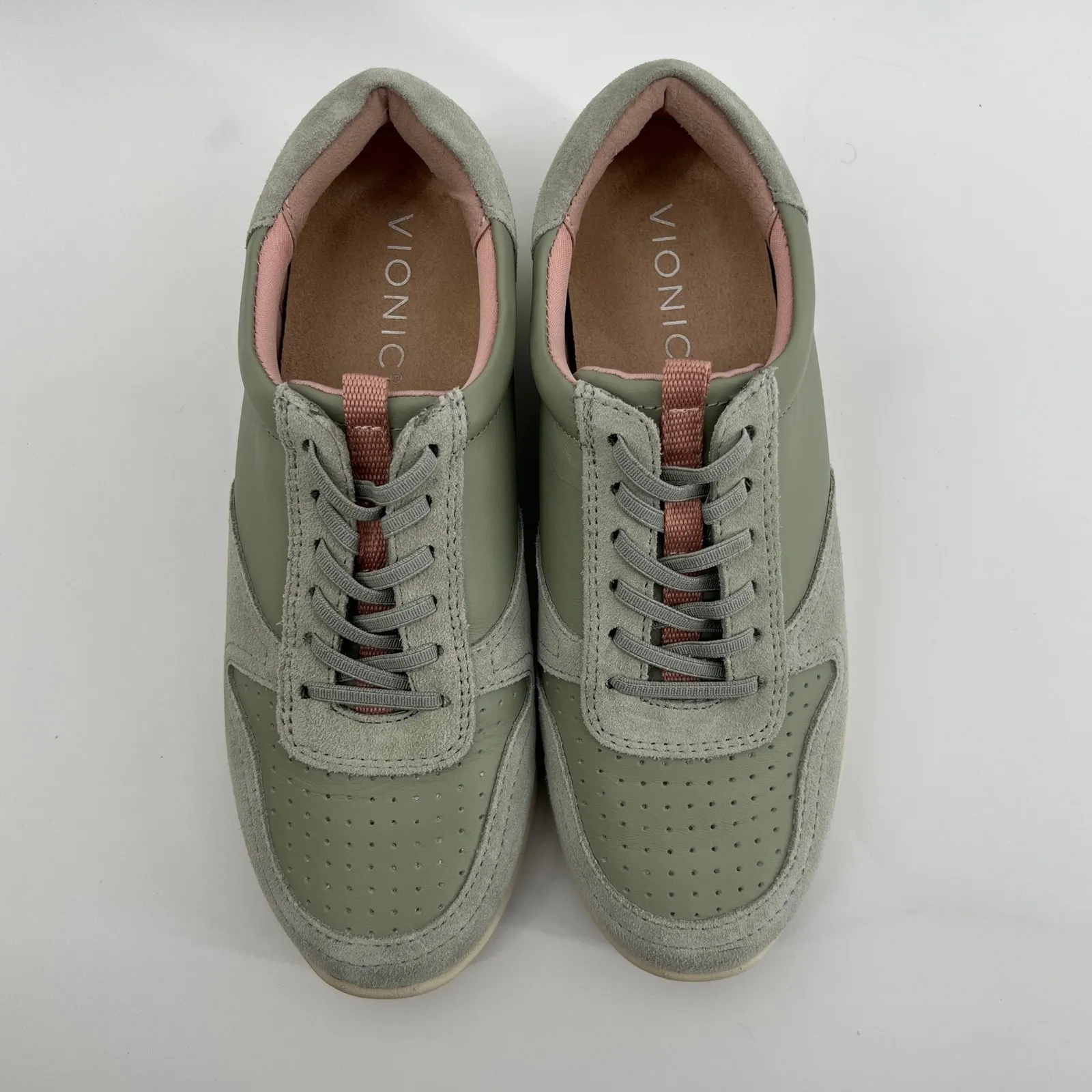 Vionic Women 5 Karigan Casual Comfort Lace-Up Slip On Sneaker Sage Leather Suede - Image 5