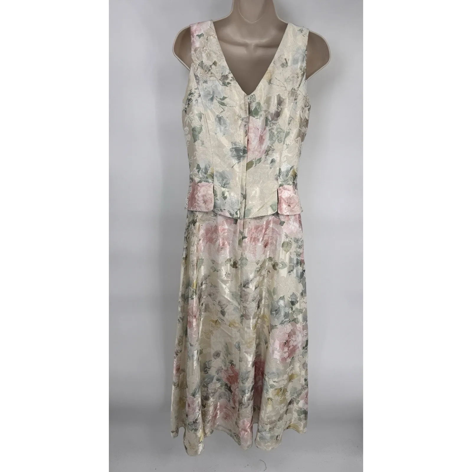 Vintage 80s Scott McClintock Dress Womens 8 White Floral - Image 9