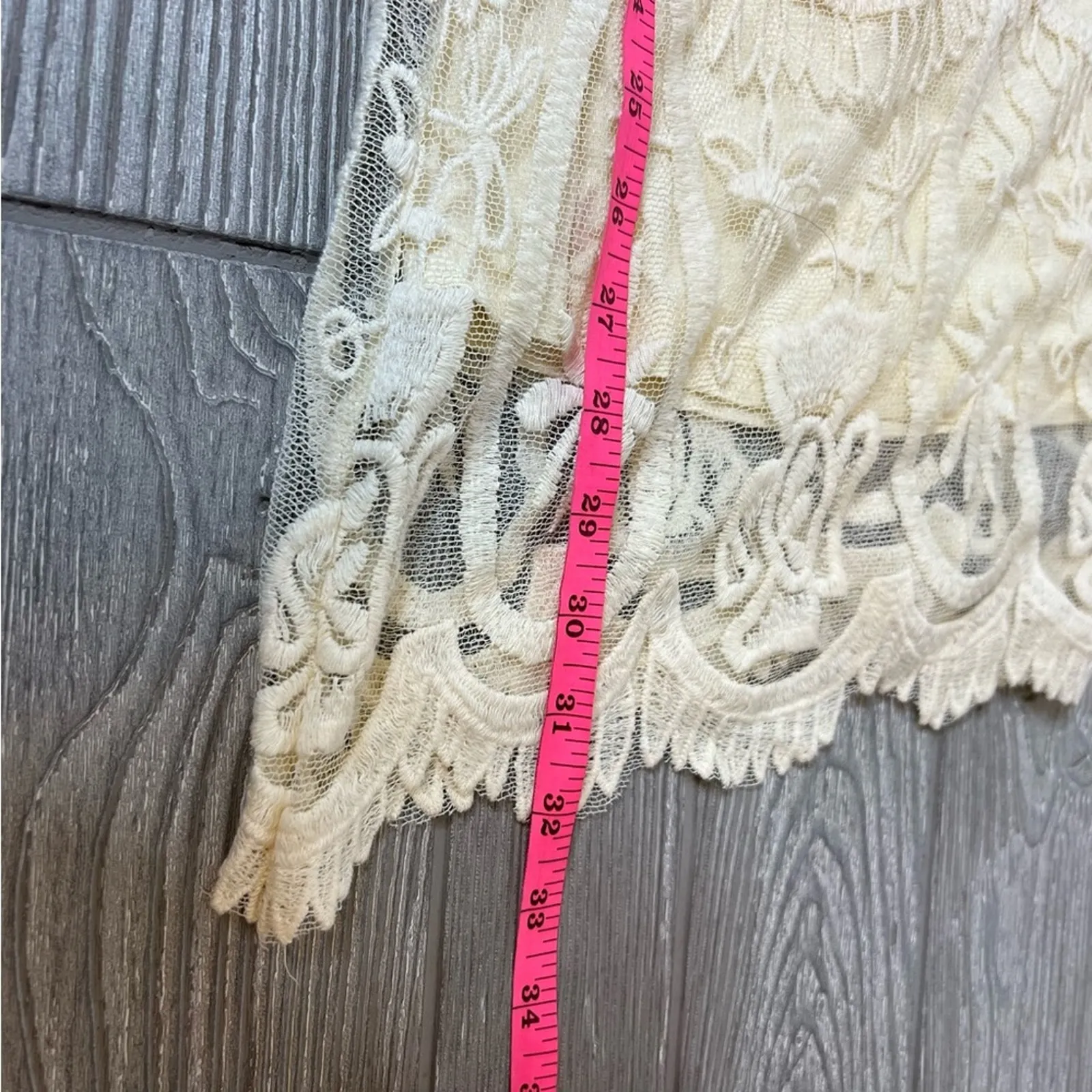 Jen’s pirate booty Free people Bardot lace bell sleeve mini dress sz M cream - Image 7